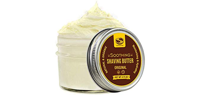 4 fl. Oz Organic Shaving Butter Cream, Made with Moisturizing Shea Butter and Soothing Aloe Juice, Excellent Shaving Butter for Men With Sensitive Skin