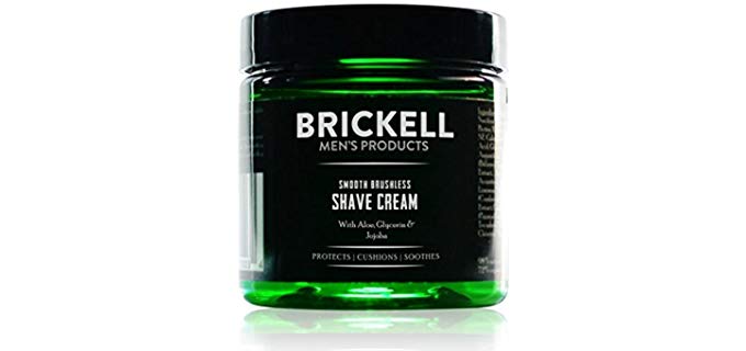 Brickell Men's Smooth Brushless Shave Cream for Men, Natural and Organic Smooth Shaving Lotion to Fight Nicks, Cuts and Razor Burn, 5 Ounce, Scented