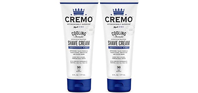 Cremo Cooling Shave Cream, Astonishingly Superior Smooth Shaving Cream Fights Nicks, Cuts and Razor Burn, 6 Fluid Ounces, 2-Pack