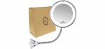 Gooseneck Magnifying Mirror with light, 10X Magnification, Bathroom Vanity Mirror, Compact Travel Mirror with Strong Suction Cup