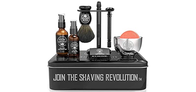 Luxury Safety Razor Shaving Kit – Includes Double Edge Safety Razor, Stand, Bowl, After-Shave Balm, Pre-Shave Oil, Badger Brush – Safety Razor Kit 1 of 5