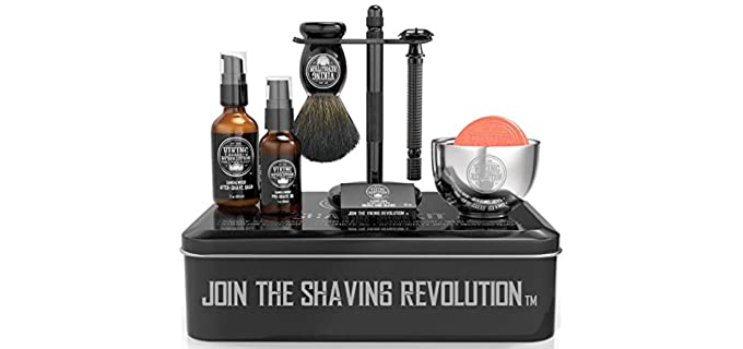 Luxury Safety Razor Shaving Kit - Includes Double Edge Safety Razor, Stand, Bowl, After-Shave Balm, Pre-Shave Oil, Badger Brush - Safety Razor Kit