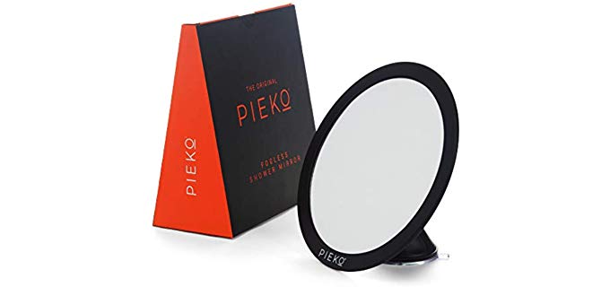 PIEKO Fogless Shower Mirror for Fog Free Shaving - Anti Fog, Strong Twist Lock Suction Cup, Flexible Swivel Head, Matte Black - Shower Mirrors for Shaving