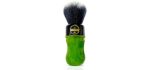 Haircut & Shave Co. Proven Synthetic Shaving Brush 24mm Extra Dense Tuxedo Knot And 57mm loft - Fast Drying Pre-Shave Brush (Green and Black)