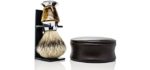 Maison Lambert PERSONALIZED Badger Shaving set - Include a wooden shaving bowl, a badger shaving brush and an organic shaving soap. Please your men with this shaving kit! (Silvertip Badger)