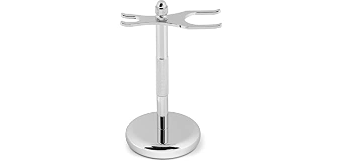 Perfecto Deluxe Chrome Razor and Brush Stand - The Best Safety Razor Stand. This Will Prolong The Life of Your Shaving Brush.