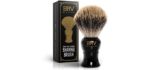 BRV MEN Shaving Brush - Pure Badger Hair - Badger Brush - Rich Lather - Shave Brush - Use with Double-Edge Safety Straight Razor or Shaving Bowl - Genuine Badger Bristles - Large Shaving Brush - Black