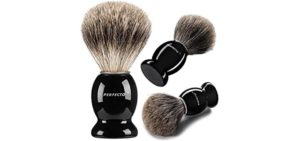 Perfecto 100% Pure Badger Shaving Brush-Black Handle- Engineered for The Best Shave of Your Life. for, Safety Razor, Double Edge Razor, Straight Razor or Shaving Razor, Its The Best Badger Brush.