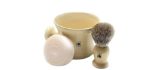 GBS Men's Wet Shaving Set Ivory -3 Piece set - Pure Badger Hair Shaving Brush, Ceramic Mug and 97% All Natural Shave Soap Compliments any Shaving Razor For The Best Shave Great Gift Men