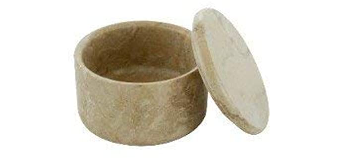 Col Conk Brown Fossil Marble Small Covered Shave Soap Bowl Shaving Bowl