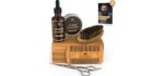 Naturenics Premium Beard Grooming Kit for Men - 100% Organic Unscented Beard Oil, Beard Balm Butter Wax, Beard Brush, Beard Comb, Beard Scissors for Beard & Mustache-with Bamboo Box & eBook