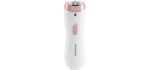 Brookstone Epilator for Women - Electric Hair Removal Tool for Legs, Underarms, Bikini - Use on Wet or Dry Skin, Cordless, LED Light Hair Remover