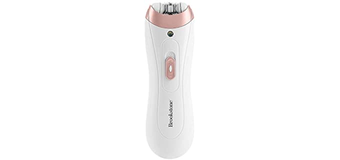 Brookstone Epilator for Women - Electric Hair Removal Tool for Legs, Underarms, Bikini - Use on Wet or Dry Skin, Cordless, LED Light Hair Remover