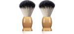 Bassion 2 Pack Shaving Brush for Men with Hard Wood Handle, Luxury Professional Hair Salon Tool Gifts for Men