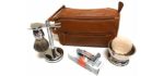 GBS Deluxe Travel Set with 34c–Made in Solingen Germany MK 34 -Doppler Bag + Shaving Bowl with Soap, Razor & Brush Stand+Blades Enjoy This Classic Vintage Wet Shave Set for Men with German made razor