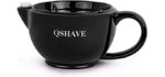 QSHAVE Shaving Scuttle Mug - Keep Lather Always Warm - Large Deep Size Bowl Handmade Pottery Cup (Black)