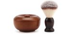 Shave Lather Brush, Wooden Vintage Shave Mug with Lid, Old Fashion Shaving Kits Beard Shaving Soap Cream Bowl Container for Men, Traditional Wet Shaving Kit