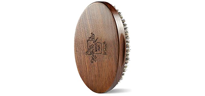 BFWood Large Boar Bristle Beard Brush - Black Walnut Wood Handle, Great for Thick Beard