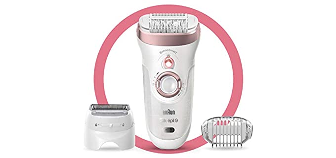 Braun Epilator Silk-épil 9 9-720, Facial Hair Removal for Women, Wet & Dry, Womens Shaver & Trimmer, Cordless, Rechargeable