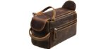 Jack&Chris Thicker Leather Toiletry Bag Dopp Kit, Unisex Travel Dopp Wash Kit & Shaving Bag for Bathroom Organizer, Double Zipper Puller & Both Side Zipper Pockets. (Distressed Tan)1800-8