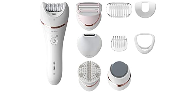 Philips Beauty Epilator Series 8000, 5 in 1 Shaver, Trimmer, Pedicure and Body Exfoliator with 9 Accessories BRE740/14