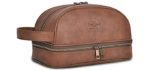 Vetelli Classic Leather Toiletry Bag, Water-Resistant Lining, Perfect Gift And Travel Accessory For Men
