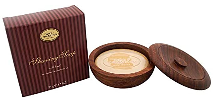 The Art of Shaving Shaving Soap Set - Shave Soap Refill with Wood Shaving Bowl, Protects Against Irritation, Sandalwood, 3.3 Ounce
