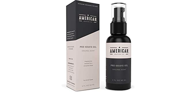 American Shaving Pre Shave Oil For Men (2oz) - Original Masculine Scent - 100% Natural Handcrafted Blend w/Argan & Jojoba - Best Men's Shaving Oil for Effortless Irritation-Free Shaving