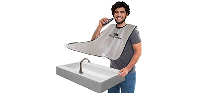 Beard Apron I Hair Clippings Catcher with Bag I Grooming Cape Apron I Beard Catcher for Shaving I White - Non-Stick Beard Cape for Trimming I Perfect Gift For Men I