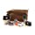Deluxe Travel Dopp Kit - #23001 Double Edge Safety Razor, Chrome Shaving Brush, Bowl, Soap comes with GBS Alum Block + Leather Toiletry Bag