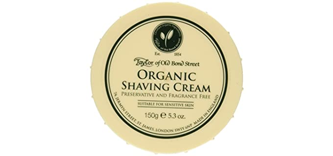 Taylor of Old Bond Street Organic Shaving Cream w/Aloe & JojobaNew 5.3 oz.