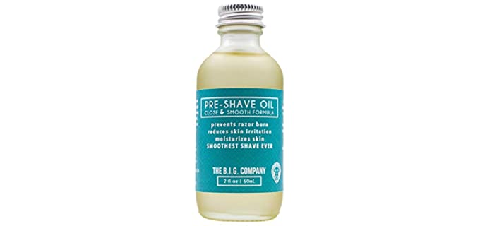 The B.I.G. Company - Pre Shave Oil - 60ml / 2oz Shave Oil - Use with Straight Edge or Safety Razor - Shaving Oil for Men with Sensitive Skin