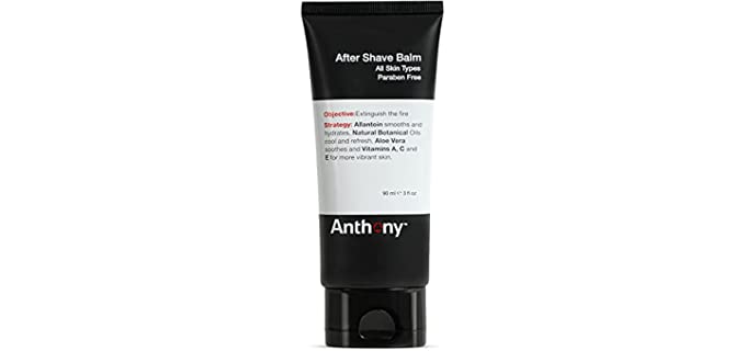 Anthony After Shave Balm for Men – Cooling Lotion with Vitamins A, C, & E Plus Aloe Vera and Natural Botanical Extracts Soothes and Moisturizes All Skin Types – 3 Fl Oz