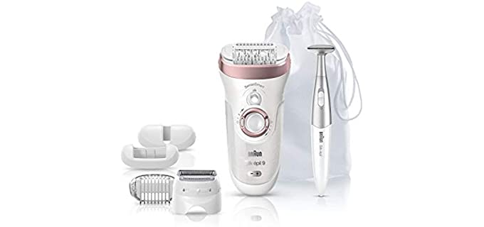 Braun Silk-épil 9 9-890 Facial Hair Removal for Women, Bikini Trimmer, Womens Shaver Wet & Dry, Cordless and 7 extras