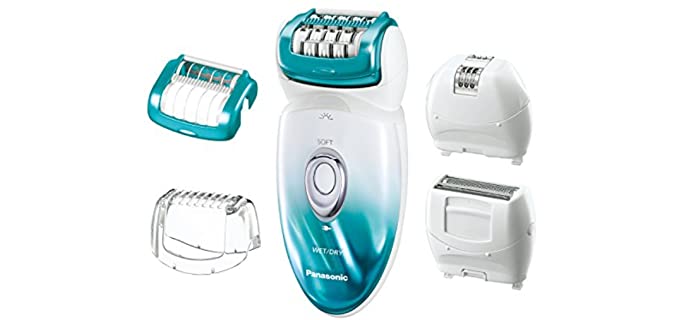 Panasonic ES-ED70-G Multi-Functional Wet/Dry Shaver and Epilator for Women, with Five Hair Removal Attachments and Travel Pouch