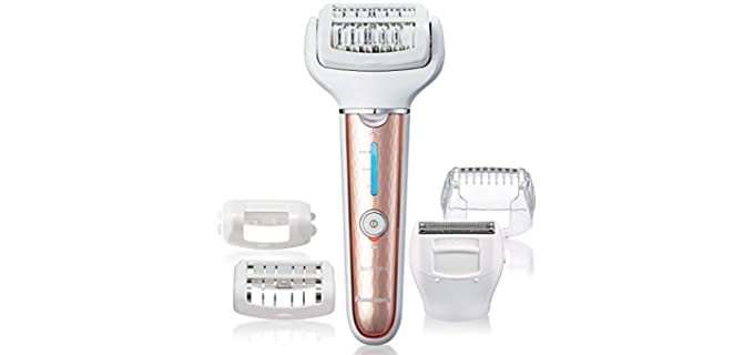 Panasonic, Cordless Shaver Epilator For Women With 5 Attachments Gentle WetDry Hair Removal for Legs Underarms Bikini Face ESEL7AP, White, 1 Count