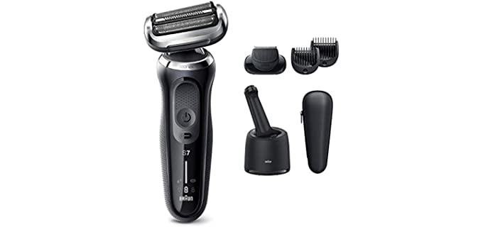 Braun Electric Razor for Men Flex Head Foil Shaver with Beard Trimmer, Rechargeable, Wet & Dry, 4-in-1 SmartCare Center and Travel Case, Black, 6 Piece Set