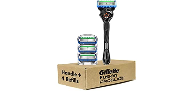 Gillette Fusion ProGlide Razors for Men, 1 Gillette Razor, 4 Razor Blade Refills, Shields Against Skin Irritation