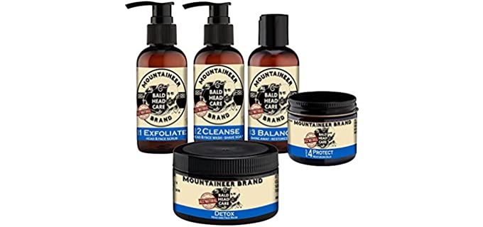 Mountaineer Brand Bald Head Care - Men's All Natural Complete Bald Head Care System - 5 Piece Daily Skin Care Kit