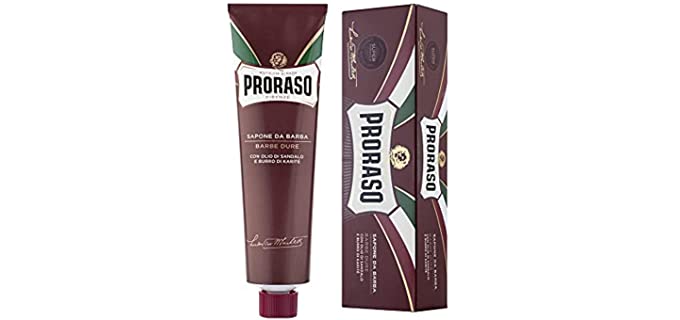 Proraso Shaving Cream, Moisturizing and Nourishing for Coarse Beards with Sandalwood Oil and Shea Butter, 5.2 Oz