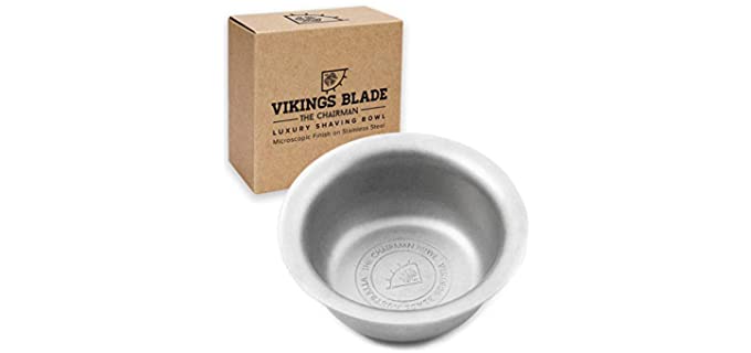 VIKINGS BLADE 'The Chairman' Luxury Shaving Bowl, Heavy Stainless Steel (3” Diameter, Standard)