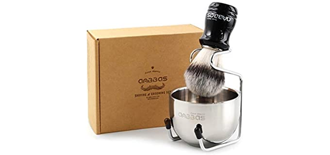 Anbbas Synthetic Badger Shaving Brush Set, 3IN1 Shaving Kit with Stainless Steel Shaving Stand and Bowl for Men Wet Close Shave