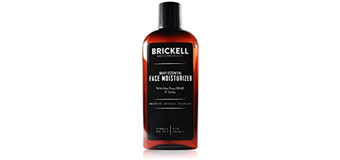 Brickell Men's Daily Essential Face Moisturizer for Men, Natural and Organic Fast-Absorbing Face Lotion with Hyaluronic Acid, Green Tea, and Jojoba, 4 Ounce, Scented
