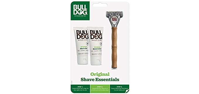 Bulldog Skincare and Grooming Original Razors for Men Shave Kit with Original Shave Gel and Original Moisturizer