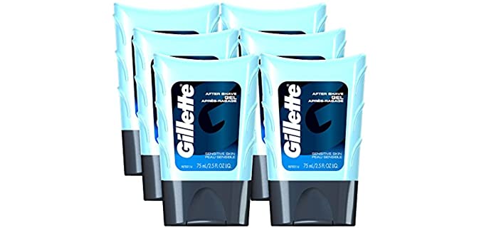 Gillette After Shave Gel, Sensitive Skin, 2.5 Oz (Pack of 6)