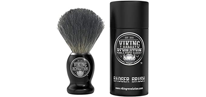 Viking Revolution Badger Hair Shaving Brush- Shave Brush for Wet Shave Using Shaving Cream & Soap- Best Shave of Your Life for Safety Razor, Double Edge Razor, Straight Razor or Shaving Razor