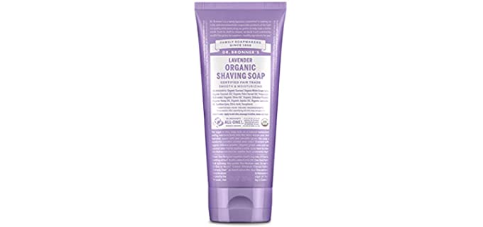 Dr. Bronner's - Organic Shaving Soap (Lavender, 7 Ounce) - Certified Organic, Sugar and Shikakai Powder, Soothes and Moisturizes for Close Comfortable Shave, Use on Face, Underarms and Legs