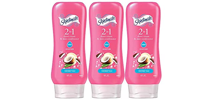 Skintimate 2-In-1 Moisturizing Shave Cream for Women With Skin Conditioner, Coconut Silk, 8 Oz, Pack Of 3