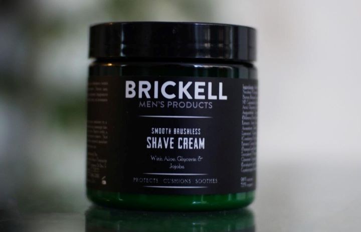 Having the brushless shaving cream from Brickell