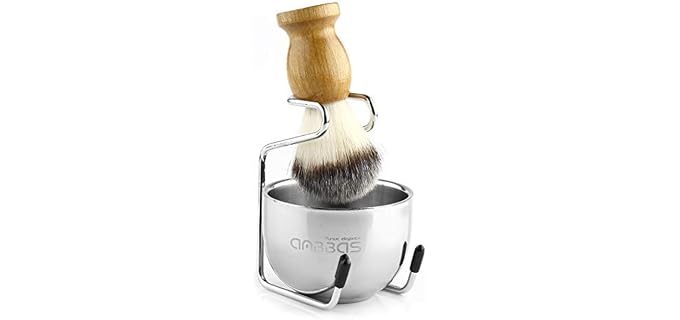 Anbbas Shaving Brush Set for Men 3in1 Vegan Style Synthetic Badger Hair Shaving Brushes, Stainless Steel Shaving Stand + Bowl Perfect for Wet Close Shave